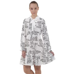 Blackboard Algorithms Black And White Pattern All Frills Chiffon Dress by dflcprintsclothing