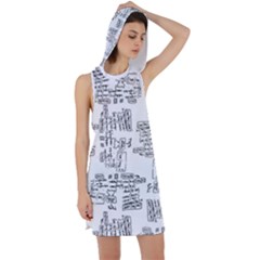 Blackboard Algorithms Black And White Pattern Racer Back Hoodie Dress by dflcprintsclothing