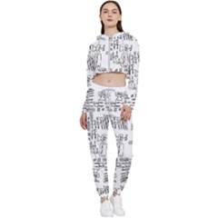 Blackboard Algorithms Black And White Pattern Cropped Zip Up Lounge Set by dflcprintsclothing