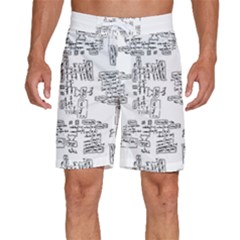 Blackboard Algorithms Black And White Pattern Men s Beach Shorts by dflcprintsclothing