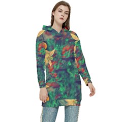 Illustrations Color Cat Flower Abstract Textures Orange Women s Long Oversized Pullover Hoodie