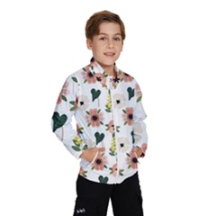 Flower White Pattern Floral Kids  Windbreaker