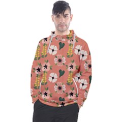 Flower Pink Brown Pattern Floral Men s Pullover Hoodie by anzea