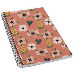 Flower Pink Brown Pattern Floral 5 5  X 8 5  Notebook