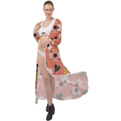 Flower Pink Brown Pattern Floral Maxi Chiffon Beach Wrap by anzea