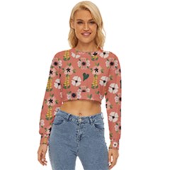 Flower Pink Brown Pattern Floral Lightweight Long Sleeve Sweatshirt by anzea