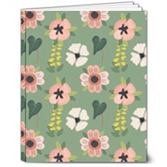 Flower Green Pink Pattern Floral 8  X 10  Hardcover Notebook by anzea