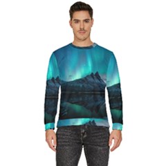 Aurora Borealis Mountain Reflection Men s Fleece Sweatshirt by Grandong