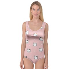 Cute Cat Cartoon Doodle Seamless Pink Pattern Princess Tank Leotard  by Grandong