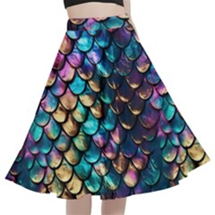 Rainbow Scales A-line Full Circle Midi Skirt With Pocket