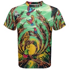 Monkey Tiger Bird Parrot Forest Jungle Style Men s Cotton T-shirt