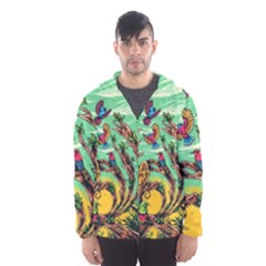 Monkey Tiger Bird Parrot Forest Jungle Style Men s Hooded Windbreaker by Grandong