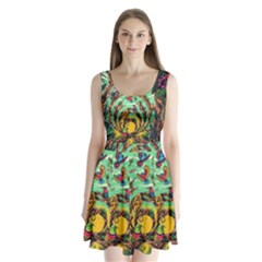 Monkey Tiger Bird Parrot Forest Jungle Style Split Back Mini Dress  by Grandong