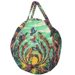 Monkey Tiger Bird Parrot Forest Jungle Style Giant Round Zipper Tote by Grandong