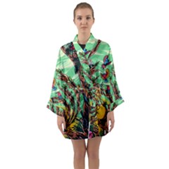 Monkey Tiger Bird Parrot Forest Jungle Style Long Sleeve Satin Kimono by Grandong