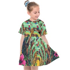 Monkey Tiger Bird Parrot Forest Jungle Style Kids  Sailor Dress by Grandong