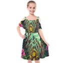 Monkey Tiger Bird Parrot Forest Jungle Style Kids  Cut Out Shoulders Chiffon Dress View1