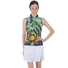 Monkey Tiger Bird Parrot Forest Jungle Style Women s Sleeveless Polo T-shirt