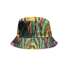 Monkey Tiger Bird Parrot Forest Jungle Style Inside Out Bucket Hat (kids) by Grandong