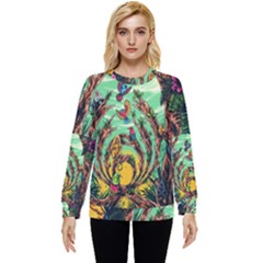 Monkey Tiger Bird Parrot Forest Jungle Style Hidden Pocket Sweatshirt by Grandong