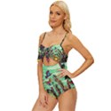 Monkey Tiger Bird Parrot Forest Jungle Style Knot Front One-Piece Swimsuit View2