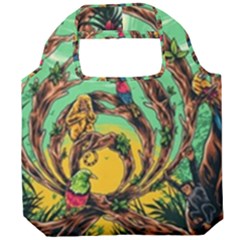 Monkey Tiger Bird Parrot Forest Jungle Style Foldable Grocery Recycle Bag by Grandong