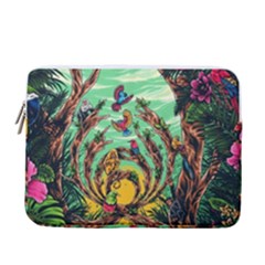 Monkey Tiger Bird Parrot Forest Jungle Style 13  Vertical Laptop Sleeve Case With Pocket by Grandong