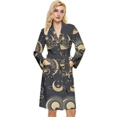 Asian Seamless Pattern With Clouds Moon Sun Stars Vector Collection Oriental Chinese Japanese Korean Long Sleeve Velvet Robe by Grandong