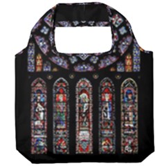 Chartres Cathedral Notre Dame De Paris Stained Glass Foldable Grocery Recycle Bag by Grandong