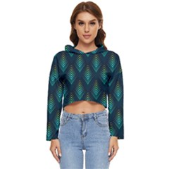 Peacock Texture 3d Pattern Peacock Texture Women s Lightweight Cropped Hoodie by Loisa77