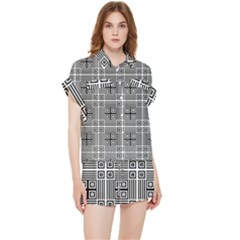 Squares Inside Background Checkered Contemporary Effect Electronic Futuristic Graphic Illusion Modern Chiffon Lounge Set by Loisa77