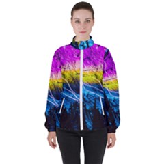 Night Skiing Colored Dead Grateful Lights Mountain Women s High Neck Windbreaker by Loisa77