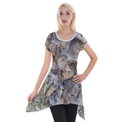 Fossilized Seashell Texture Print Design Bk Short Sleeve Side Drop Tunic by dflcprintsclothing