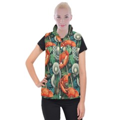 Flower Poppies Women s Button Up Vest