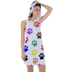 Pawprints Paw Prints Paw Animal Racer Back Hoodie Dress by Apen