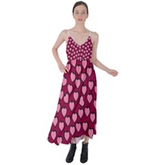 Pattern Pink Abstract Heart Tie Back Maxi Dress