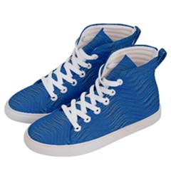 Blue Wave Abstract Texture Seamless Men s Hi-top Skate Sneakers