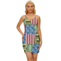 Patchwork Tile Pattern Mosaic Wrap Tie Front Dress by Loisa77