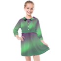 Northern Lights Green Aurora Borealis Kids  Quarter Sleeve Shirt Dress View1