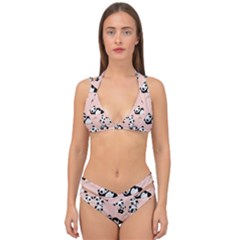 Cute Panda Animal Pattern Double Strap Halter Bikini Set by Perong