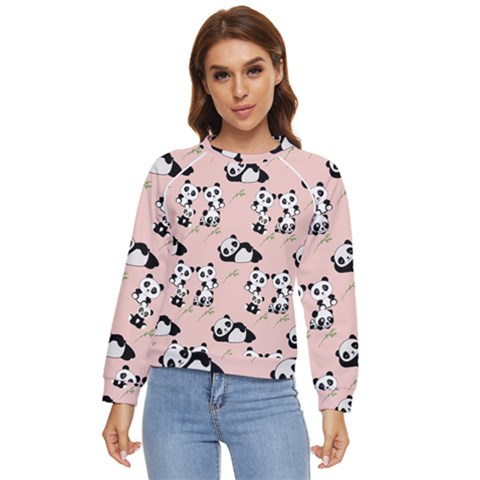 Cute Panda Animal Pattern Women s Long Sleeve Raglan T-shirt by Perong