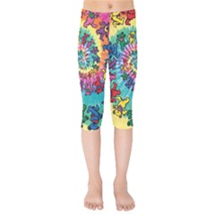 Tie Dye Grateful Dead Bears Kids  Capri Leggings  by Perong