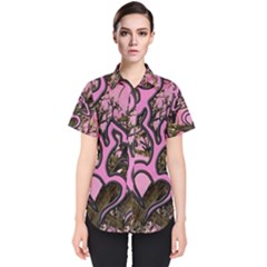 Pink Browning Deer Glitter Camo Women s Short Sleeve Shirt