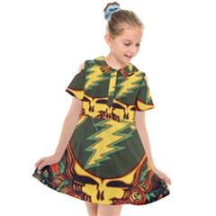 Grateful Dead Scarlet Fire Kids  Short Sleeve Shirt Dress by Perong