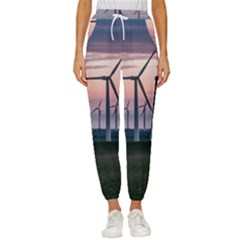 Wind Giants At Twilight Women s Cropped Drawstring Pants