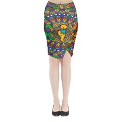 Dead Dancing Bears Grateful Dead Pattern Midi Wrap Pencil Skirt