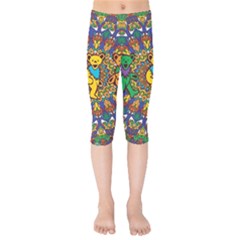 Dead Dancing Bears Grateful Dead Pattern Kids  Capri Leggings  by Grandong