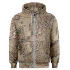 Old Vintage Classic Map Of Europe Men s Zipper Hoodie