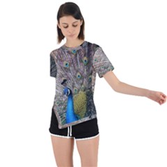 Peacock Bird Animal Peafowl Asymmetrical Short Sleeve Sports T-shirt