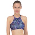 Peacock Bird Feathers Coloured Plumage Halter Bikini Top View1